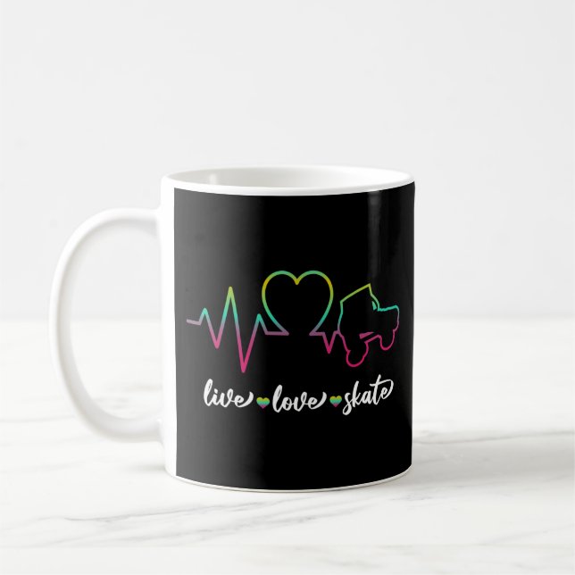 Roller Skating Live Love Skate Heartbeat Heart Tie Kaffemugg (Vänster)