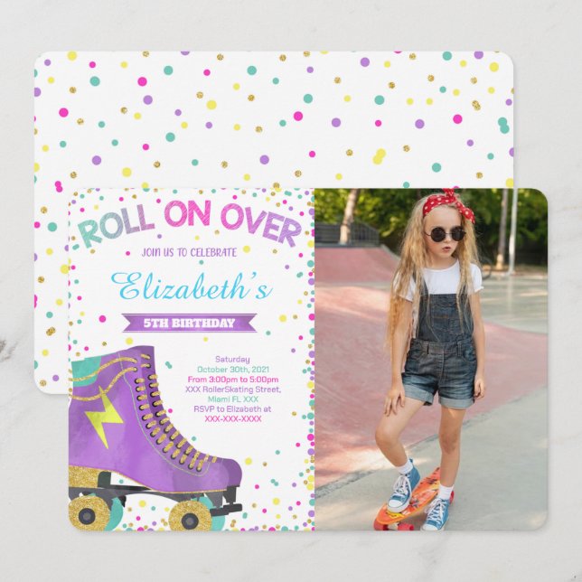 Roller Skating Photo-inbjudan Inbjudningar (Fram/baksida)