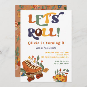 Roller Skating Retro Hippie Birthday Inbjudningar