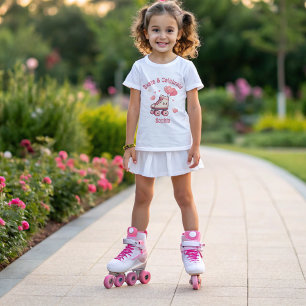 Roller Skating Rosa Heart Girl's Födelsedagsfest T Shirt