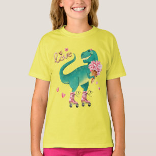 Roller Skating T-rex i Kärlek T Shirt