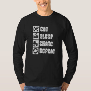 Roller Skatt Eat-viloläge Skate Upprepa Skater Vin T Shirt