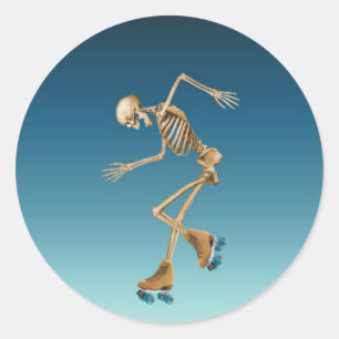Roller Skeleton Blues Runt Klistermärke
