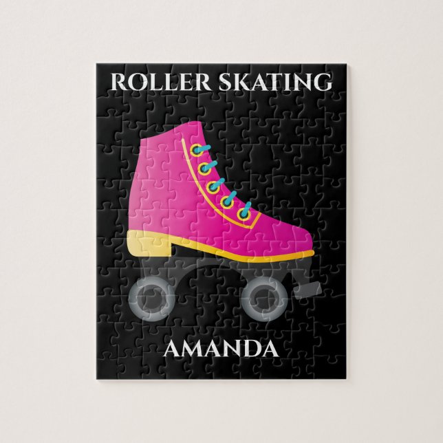 Roller skriker flickpussel med barnets namn. pussel (Vertikal)