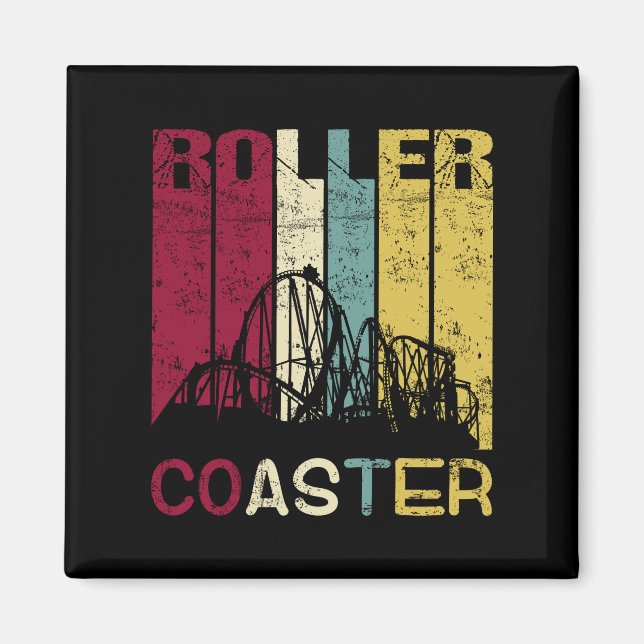 Roller Underlägg Retro Vintage Silhouette-gåva Magnet (Framsidan)