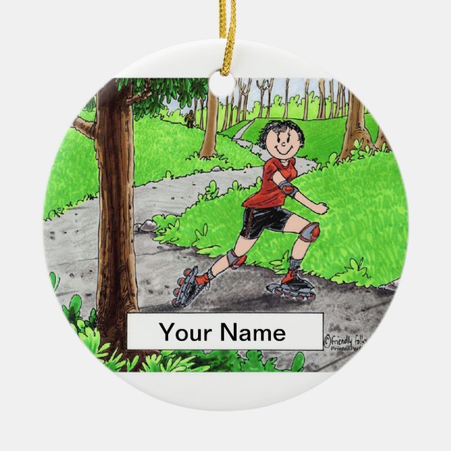 Rollerblading - Female Julgransprydnad Keramik (Framsidan)