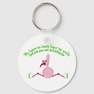 Rollerblading Flamingo Keychain Nyckelring