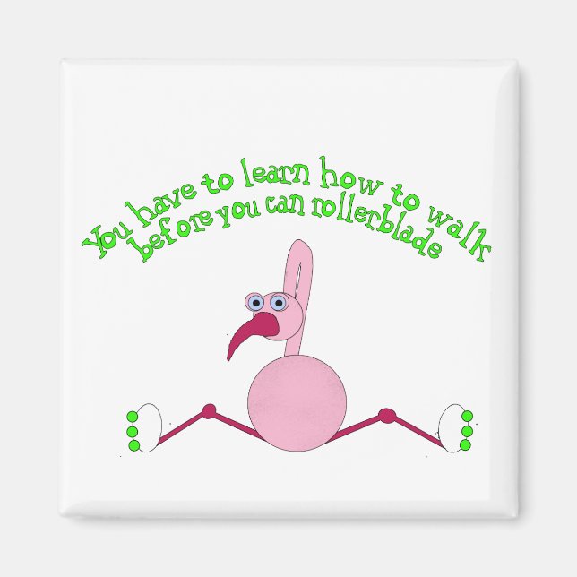 Rollerblading Flamingo Magnet (Framsidan)