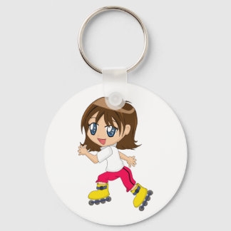 Rollerblading Girl Keychain Nyckelring