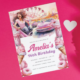 Rollercoaster Party Watercolor Anpassningsbar Inbjudningar