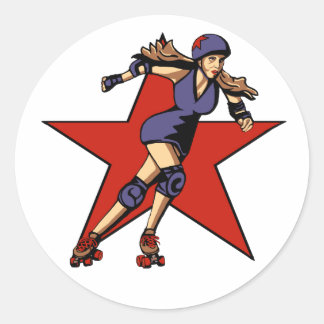 rollergirl jammer runt klistermärke