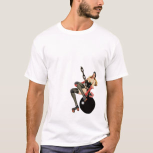 Rollergirl på en haverera boll t-shirt