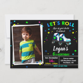 Rollers födelsedagsinbjudan Boy Skating-inbjudan Inbjudningar