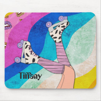 Rollerskate Girl Namn 1980 s Stil Mousepad Musmatta