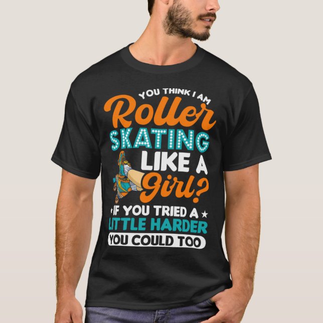 Rollerskate Retro 90s Roller Skating Girl T Shirt (Framsida)