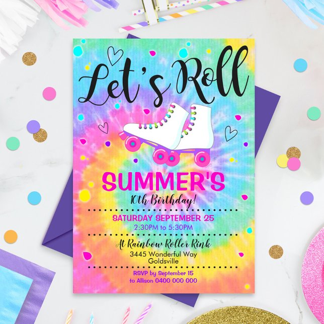 Rollerskate Tie Dye Investigation RollerSkating Inbjudningar (Skapare uppladdad)