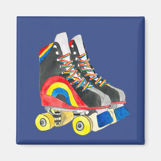 Rollerskates retro åttties art magnet (Framsidan)