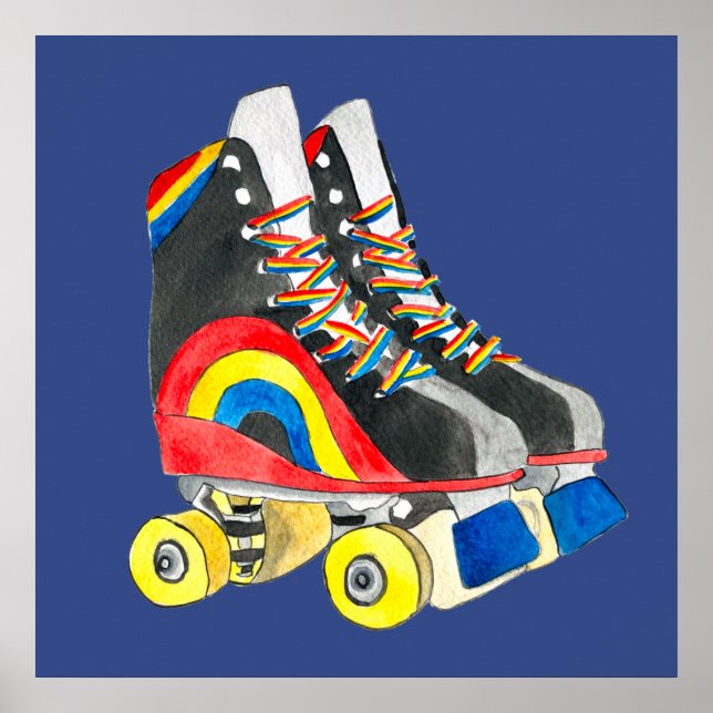 Rollerskates retro åttties art poster (Framsidan)