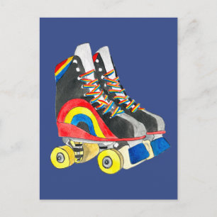 Rollerskates retro åttties art vykort