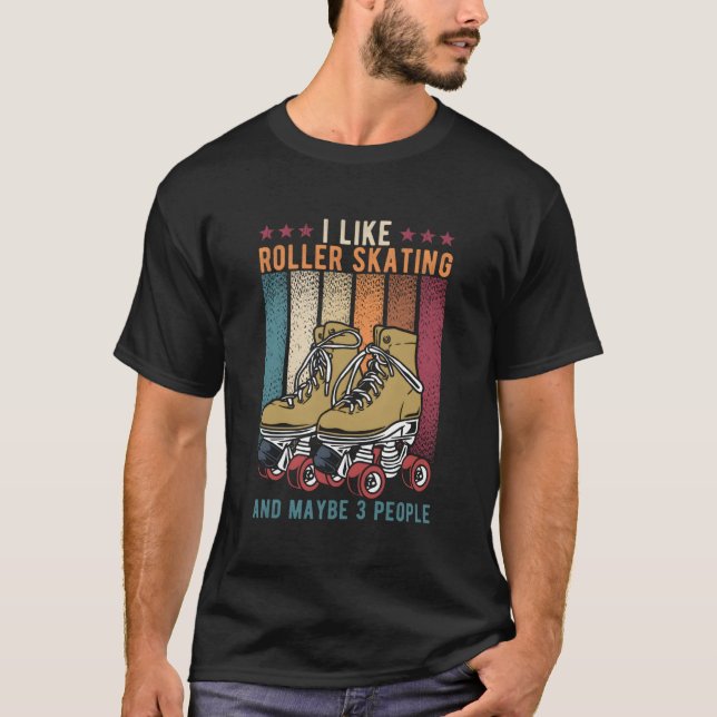 Rollerskating Retro Jag gillar Rollerskating och k T Shirt (Framsida)