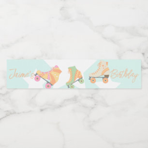 Rollersking Birthday Pastel Stars Vattenflaska Etikett