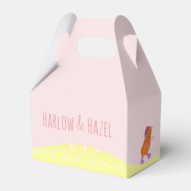 Rollerskiss hund & guinea gris-partis favör box presentaskar (Framsidan Sidan)