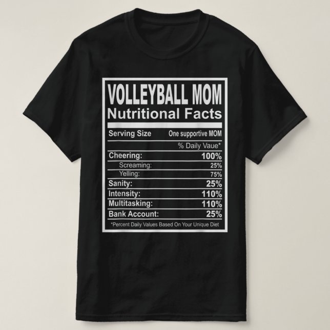 Rölleyball Mamma - näringsmässiga fakta T Shirt (Design framsida)