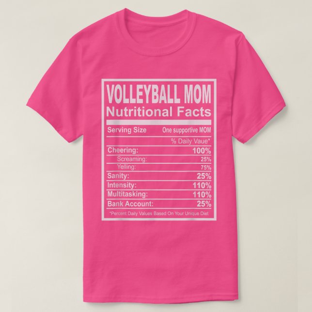 Rölleyball Mamma - näringsmässiga fakta T Shirt (Design framsida)