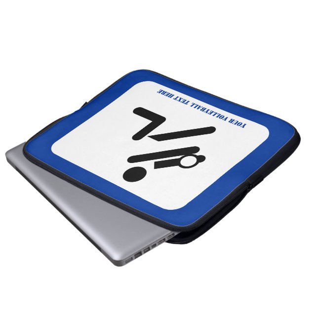 Rölleybollspelare, svart, vit, blå anpassningsbar laptop sleeve (Framre botten)