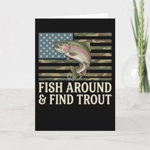rollig Fisk runt och hitta öring amerikansk flagga Kort