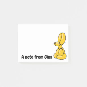 Rollig gul ballong kanin kanin post-it block