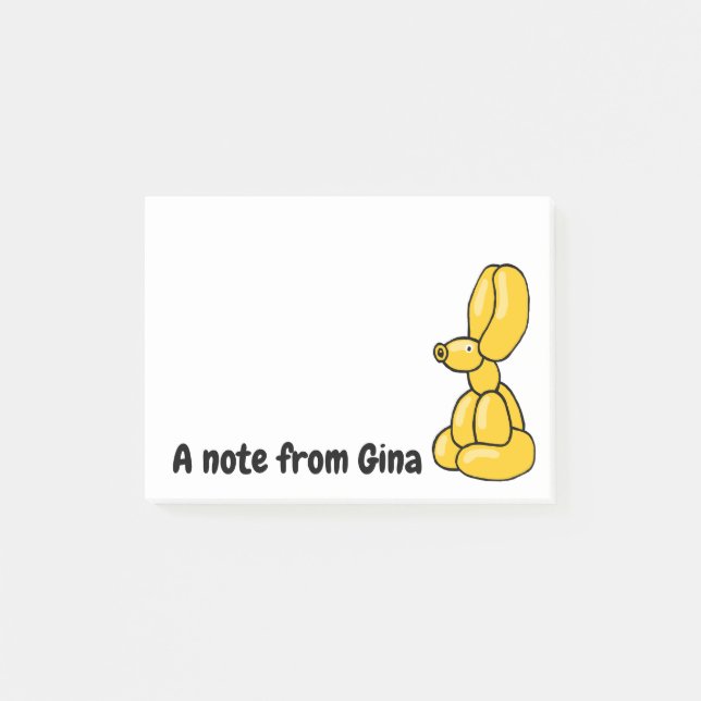 Rollig gul ballong kanin kanin post-it block (Framsida)