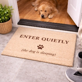 Rollig Hund Dörrmatta - Gå In Tyst Hund sover