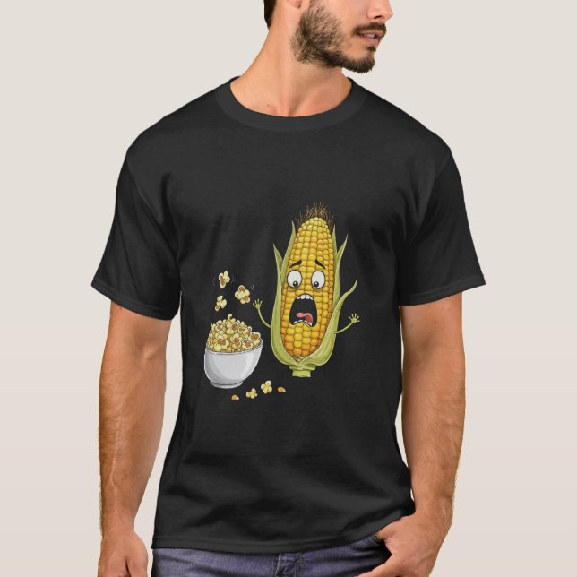 Rollig Majs Grönsak Popcorn Humor Konst Design T Shirt (Framsida)