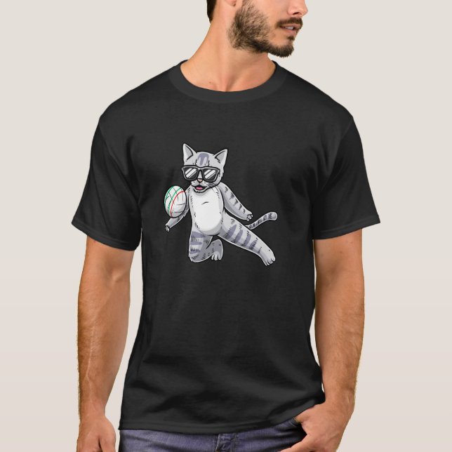 Rollig nävens boll katt sport t shirt (Framsida)