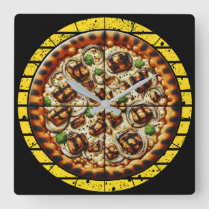 rollig pizzadesign för fans fyrkantig klocka