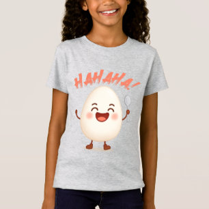Rollig Söt Ägg Tecknad Flickor Fin Jersey T-Shirt