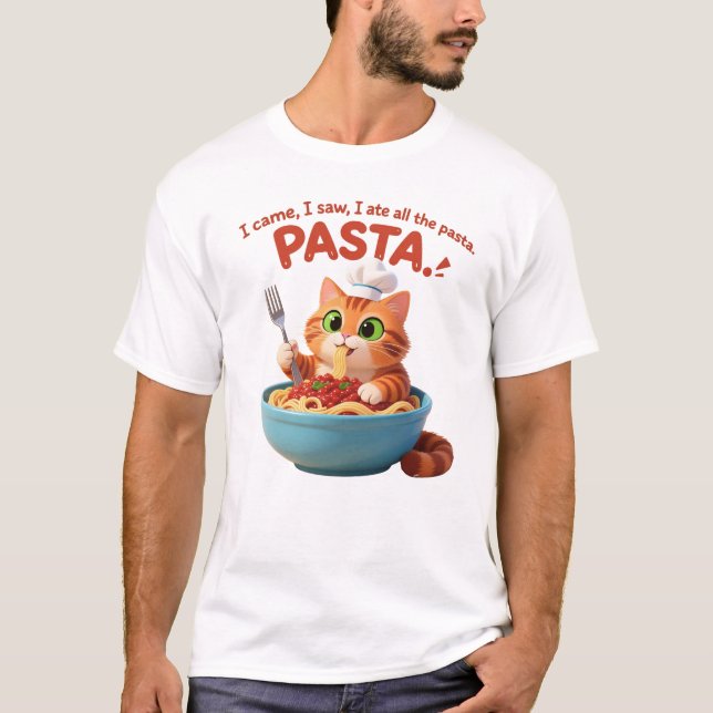 Rollig Spaghettikatt T Shirt (Framsida)