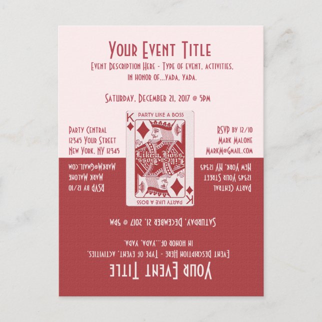 Rollig Spelkvällsfest Inbjudan Vykort (Framsida)