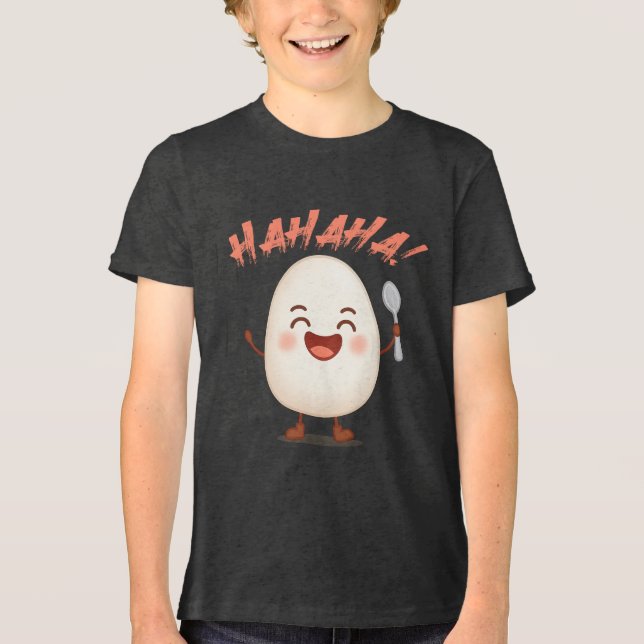 Rollig Tecknad Ägg med Latter Ungdom Tri-Blend T-S T Shirt (Framsida)