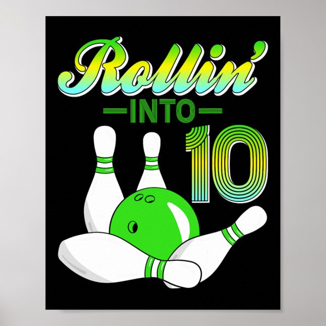Rollin i 10 Bowling Älskare 10:e Födelsedagsfesten Poster (Framsidan)