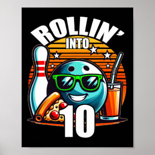 Rollin i 10 Bowling Födelsedagsfest 10th Birthda Poster