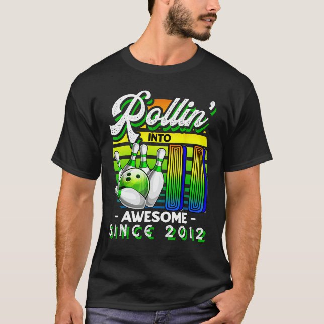 Rollin i 11 Fantastisk 2012 Retro Bowling 11:e Bi T Shirt (Framsida)