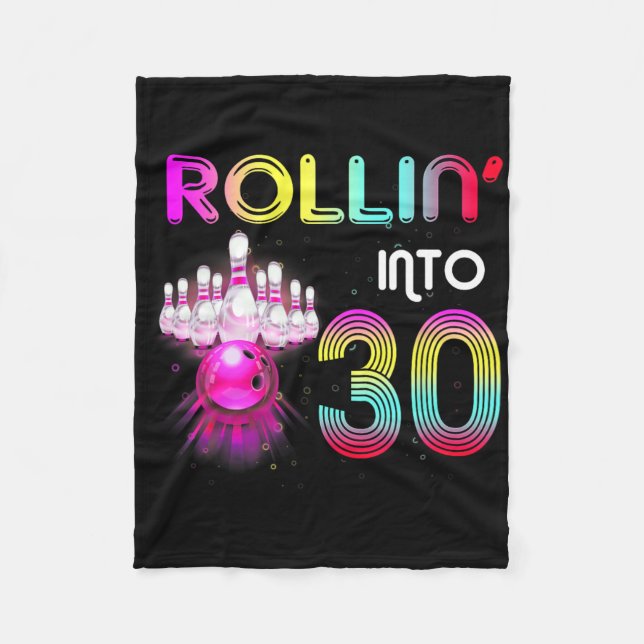 Rollin i 30 Bowling Födelsedagsfest 30th Birthda Fleecefilt (Framsidan)