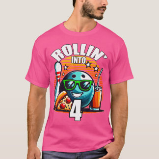 Rollin i 4 Bowling Födelsedagsfest 4e födelsedagen T Shirt