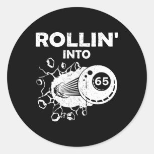 Rollin i 65 miljarder 65e Birthday Flaming Bil Runt Klistermärke
