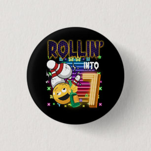 Rollin i 7 Bowling Födelsedagsfest 7:e Birthday Knapp
