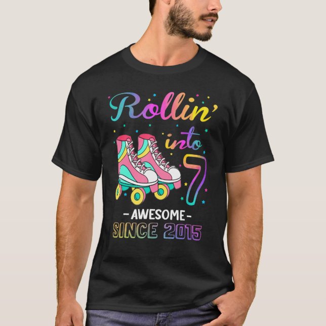 Rollin i 7 Fantastisk 2015 Roller Skating 7:e Bir T Shirt (Framsida)