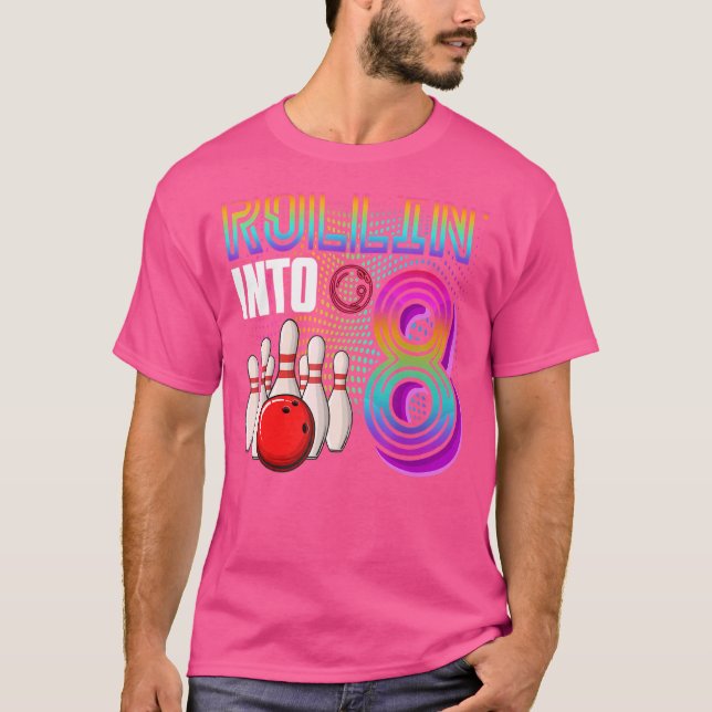 Rollin i 8 års Old Bowling Birthday Girl 8 T Shirt (Framsida)