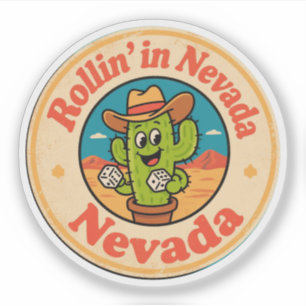Rollin" i Nevada_ Cactus med Dice Artwork Klistermärken